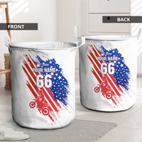 Custom Patriotic Motocross Laundry Basket with American Flag - Wonder Print Shop