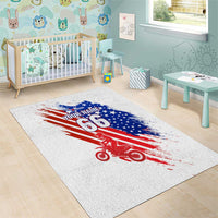 Custom Patriotic Motocross Area Rug with American Flag - Wonder Print Shop
