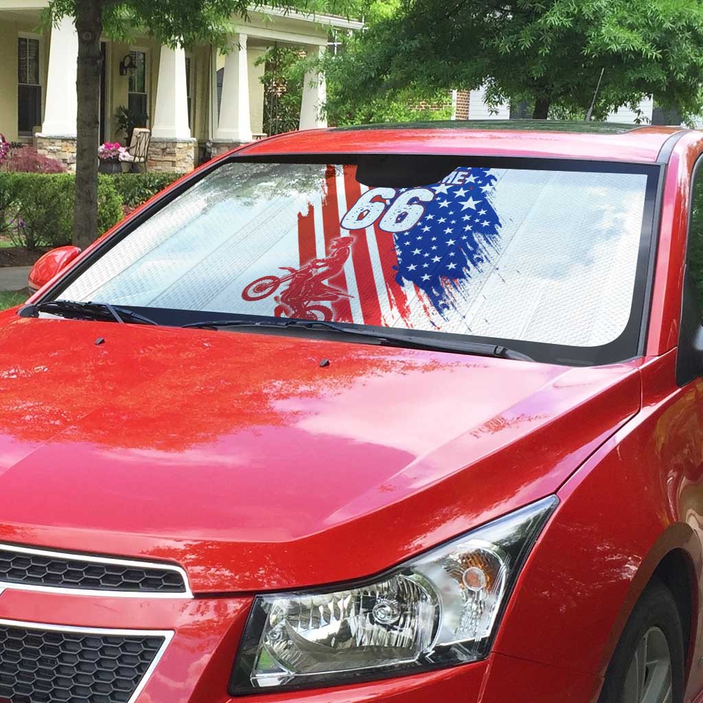 Custom Patriotic Motocross Auto Sun Shade with American Flag - Wonder Print Shop