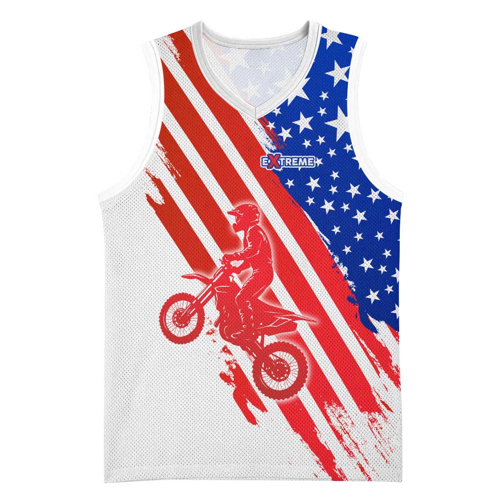 Custom Patriotic Motocross Basketball Jersey with American Flag - Wonder Print Shop