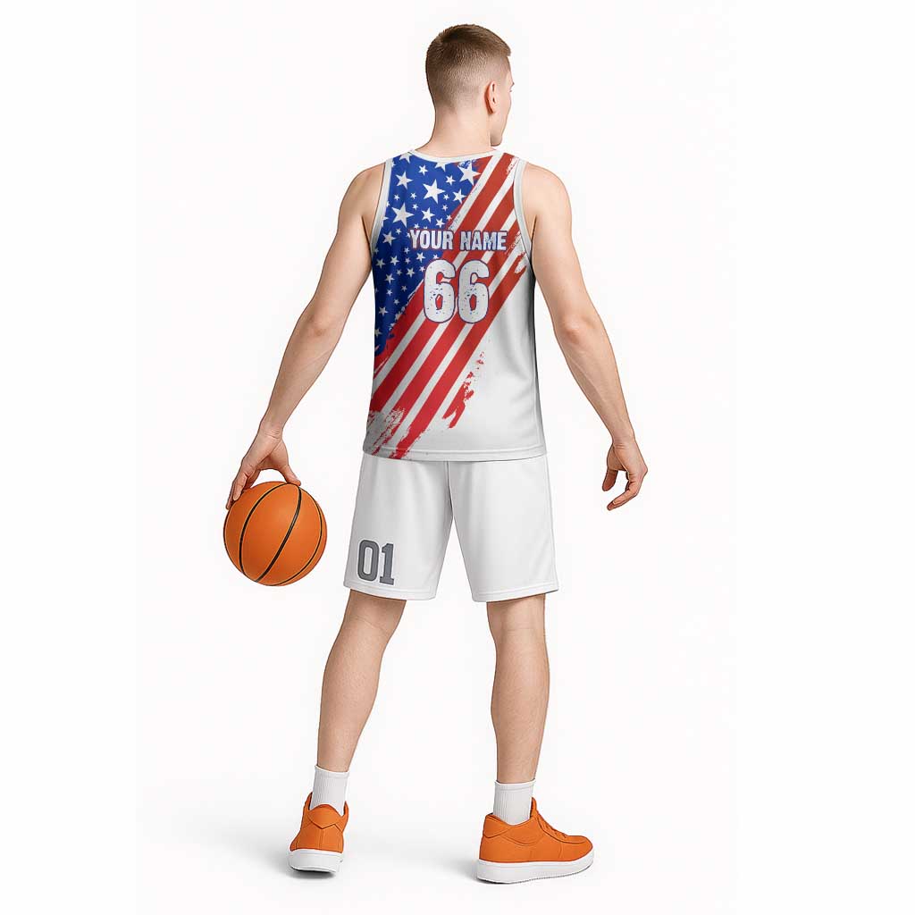 Custom Patriotic Motocross Basketball Jersey with American Flag - Wonder Print Shop