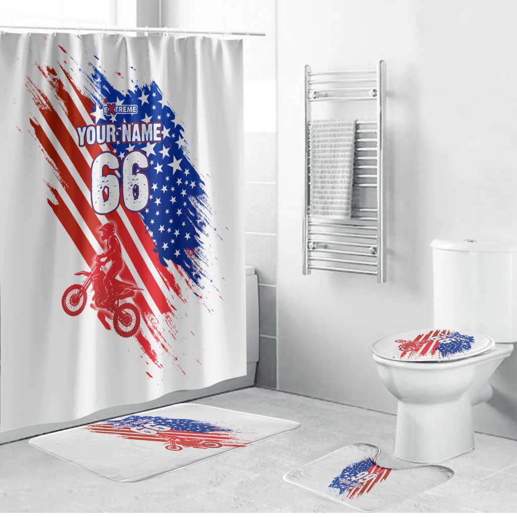 Custom Patriotic Motocross Bathroom Set with American Flag - Wonder Print Shop