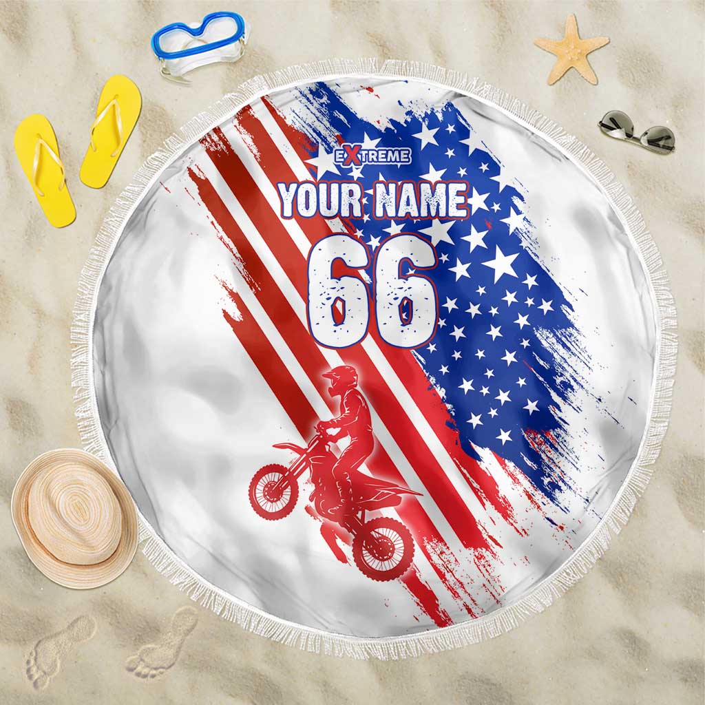 Custom Patriotic Motocross Beach Blanket with American Flag - Wonder Print Shop