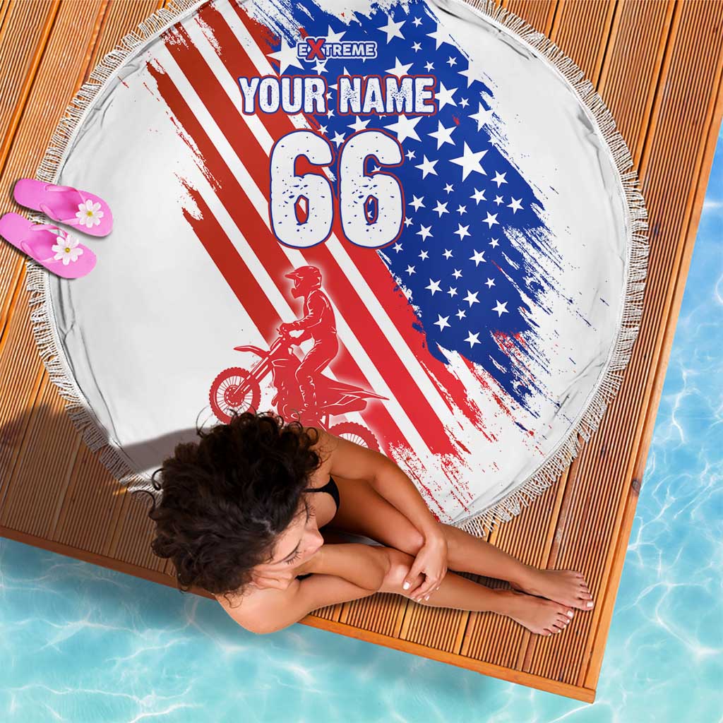 Custom Patriotic Motocross Beach Blanket with American Flag - Wonder Print Shop