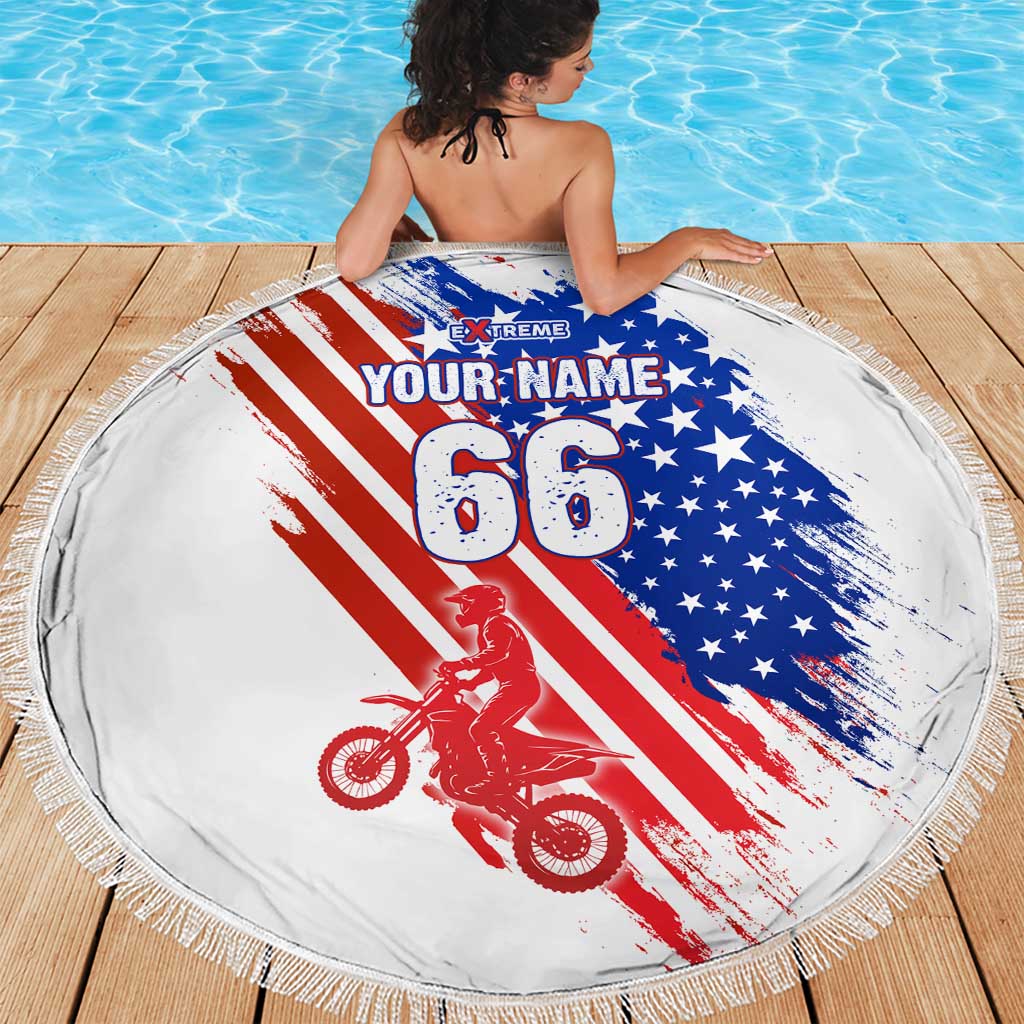 Custom Patriotic Motocross Beach Blanket with American Flag - Wonder Print Shop
