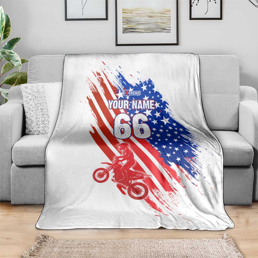 Custom Patriotic Motocross Blanket with American Flag - Wonder Print Shop