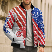 Custom Patriotic Motocross Bomber Puffer Jacket with American Flag - Wonder Print Shop