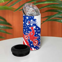 Custom Patriotic Motocross 4 in 1 Can Cooler Tumbler with American Flag - Wonder Print Shop