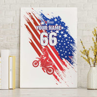 Custom Patriotic Motocross Canvas Wall Art with American Flag - Wonder Print Shop