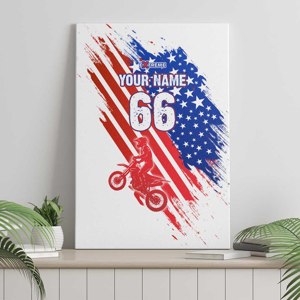 Custom Patriotic Motocross Canvas Wall Art with American Flag - Wonder Print Shop