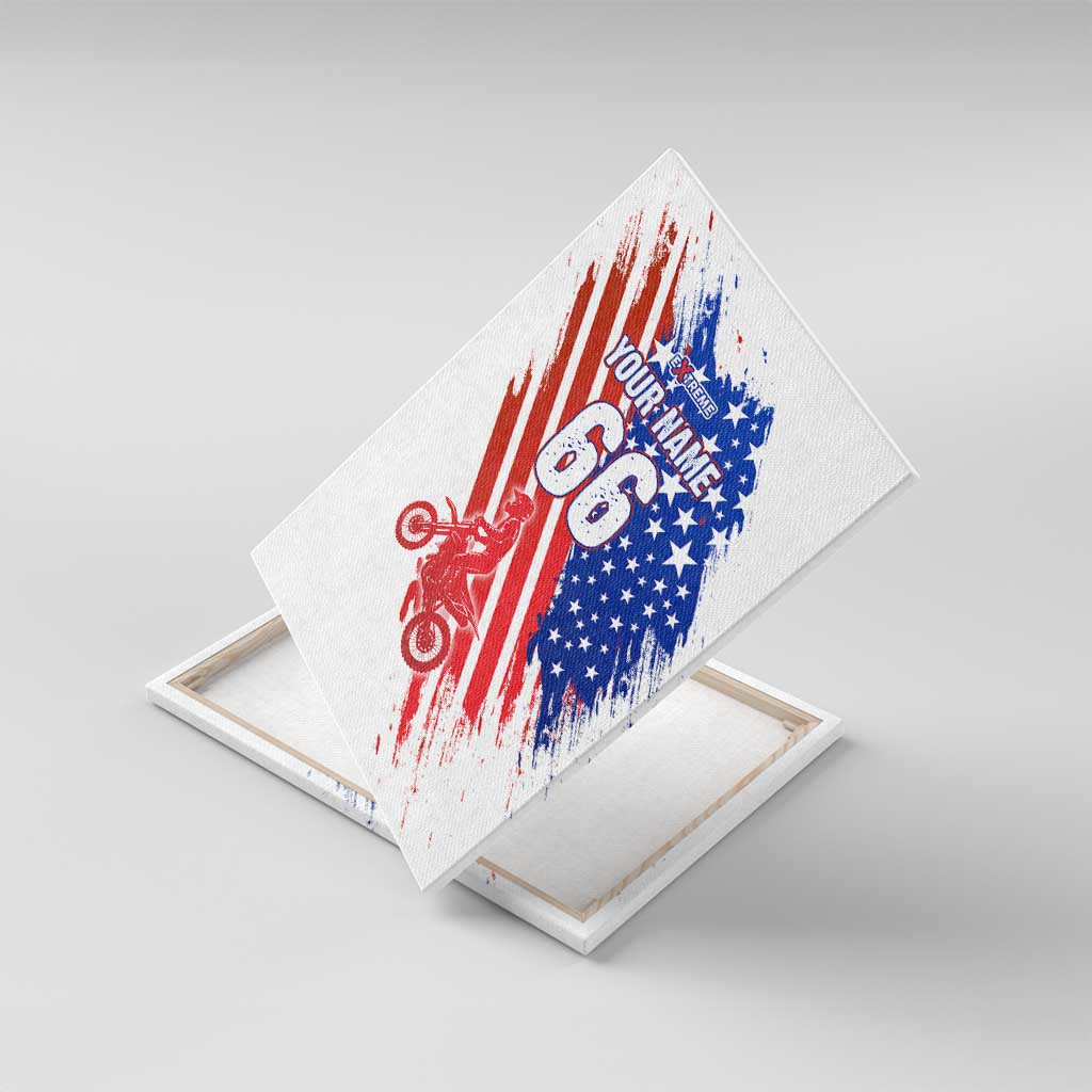 Custom Patriotic Motocross Canvas Wall Art with American Flag - Wonder Print Shop