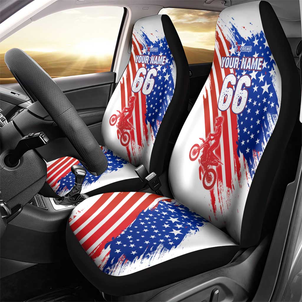 Custom Patriotic Motocross Car Seat Cover with American Flag - Wonder Print Shop
