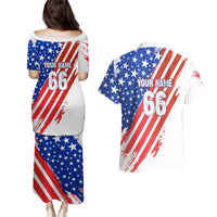 Custom Patriotic Motocross Couples Matching Puletasi and Hawaiian Shirt with American Flag - Wonder Print Shop
