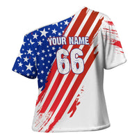 Custom Patriotic Motocross Cross Shoulder Shirt with American Flag - Wonder Print Shop