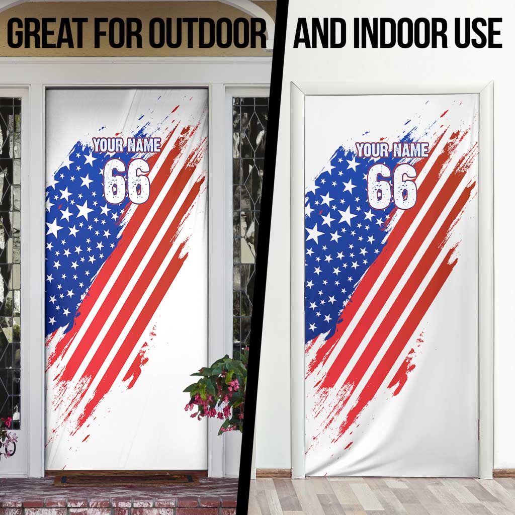 Custom Patriotic Motocross Door Cover with American Flag - Wonder Print Shop
