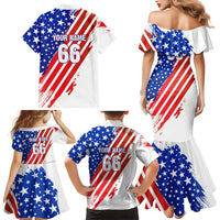 Custom Patriotic Motocross Family Matching Mermaid Dress and Hawaiian Shirt with American Flag - Wonder Print Shop
