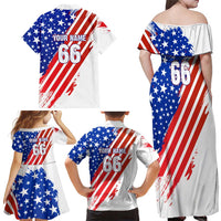 Custom Patriotic Motocross Family Matching Off Shoulder Maxi Dress and Hawaiian Shirt with American Flag - Wonder Print Shop