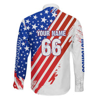 Custom Patriotic Motocross Family Matching Off Shoulder Maxi Dress and Hawaiian Shirt with American Flag - Wonder Print Shop