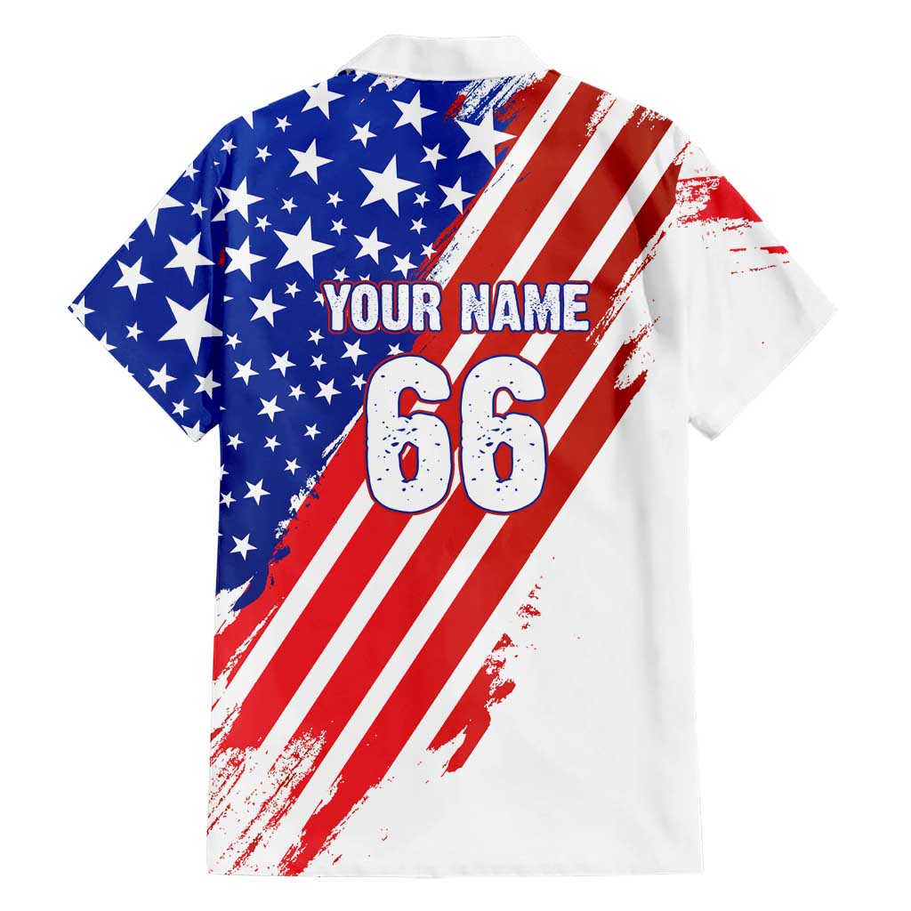 Custom Patriotic Motocross Family Matching Off Shoulder Short Dress and Hawaiian Shirt with American Flag - Wonder Print Shop