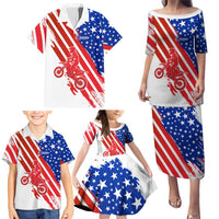 Custom Patriotic Motocross Family Matching Puletasi and Hawaiian Shirt with American Flag - Wonder Print Shop