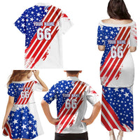 Custom Patriotic Motocross Family Matching Puletasi and Hawaiian Shirt with American Flag - Wonder Print Shop