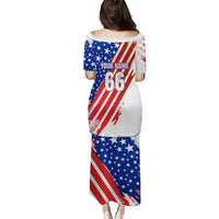 Custom Patriotic Motocross Family Matching Puletasi and Hawaiian Shirt with American Flag - Wonder Print Shop