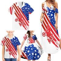 Custom Patriotic Motocross Family Matching Summer Maxi Dress and Hawaiian Shirt with American Flag - Wonder Print Shop