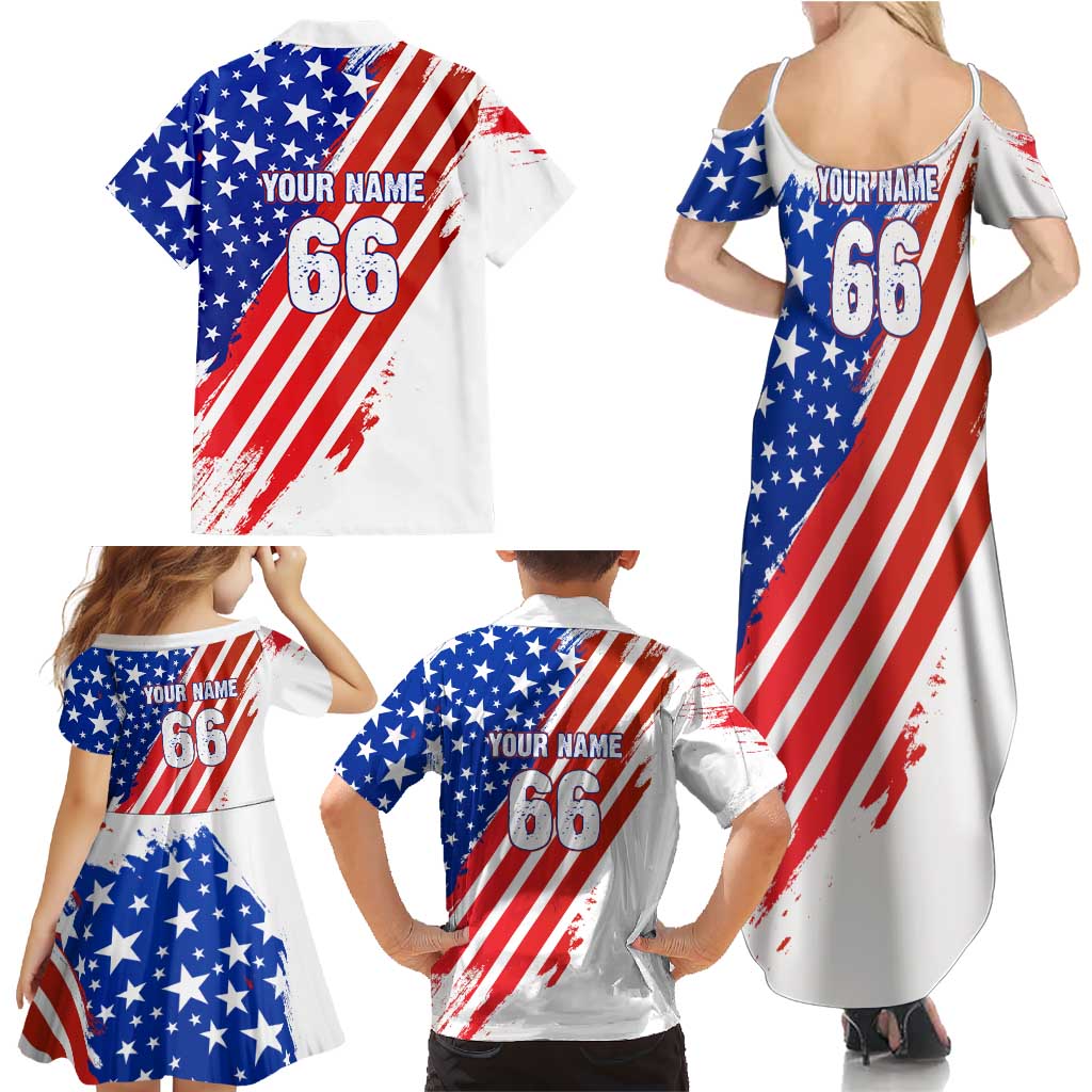 Custom Patriotic Motocross Family Matching Summer Maxi Dress and Hawaiian Shirt with American Flag - Wonder Print Shop