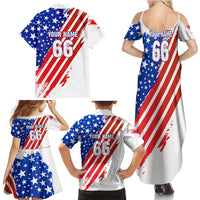 Custom Patriotic Motocross Family Matching Summer Maxi Dress and Hawaiian Shirt with American Flag - Wonder Print Shop