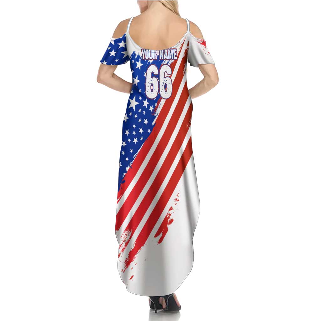 Custom Patriotic Motocross Family Matching Summer Maxi Dress and Hawaiian Shirt with American Flag - Wonder Print Shop