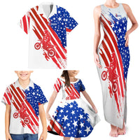 Custom Patriotic Motocross Family Matching Tank Maxi Dress and Hawaiian Shirt with American Flag - Wonder Print Shop