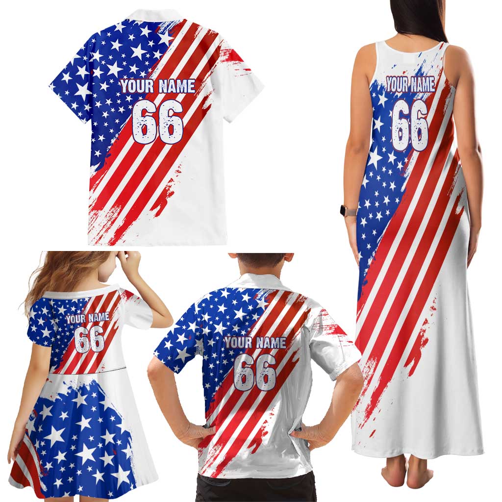 Custom Patriotic Motocross Family Matching Tank Maxi Dress and Hawaiian Shirt with American Flag - Wonder Print Shop