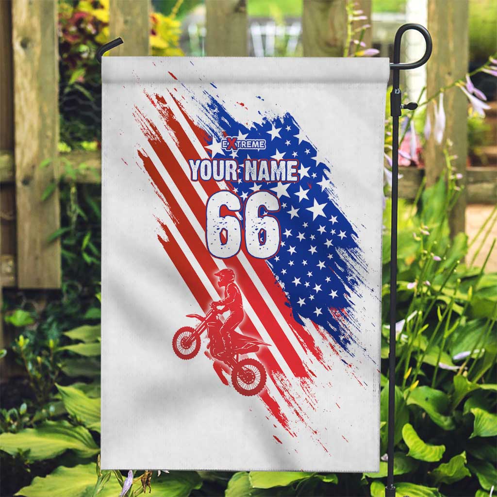 Custom Patriotic Motocross Garden Flag with American Flag - Wonder Print Shop