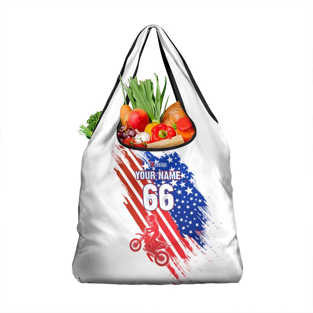 Custom Patriotic Motocross Grocery Bag with American Flag - Wonder Print Shop
