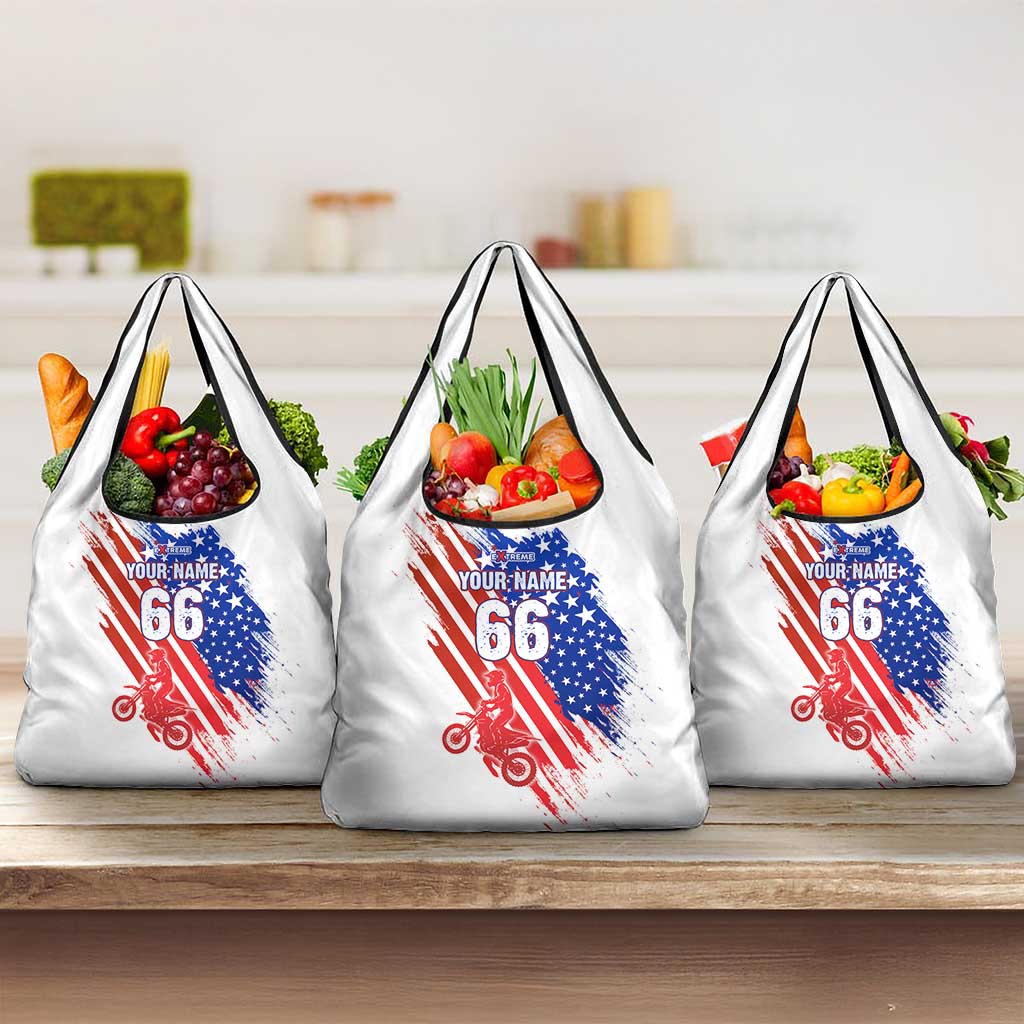 Custom Patriotic Motocross Grocery Bag with American Flag - Wonder Print Shop
