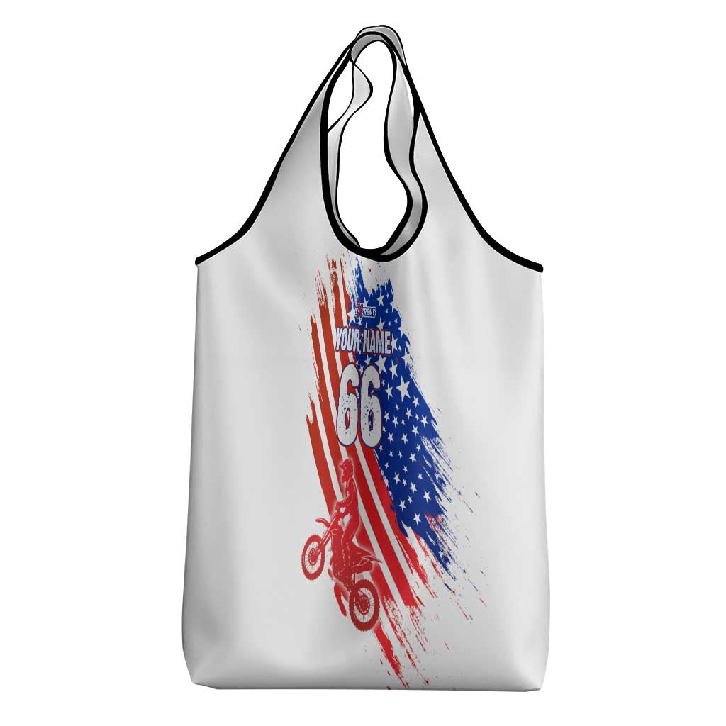Custom Patriotic Motocross Grocery Bag with American Flag - Wonder Print Shop