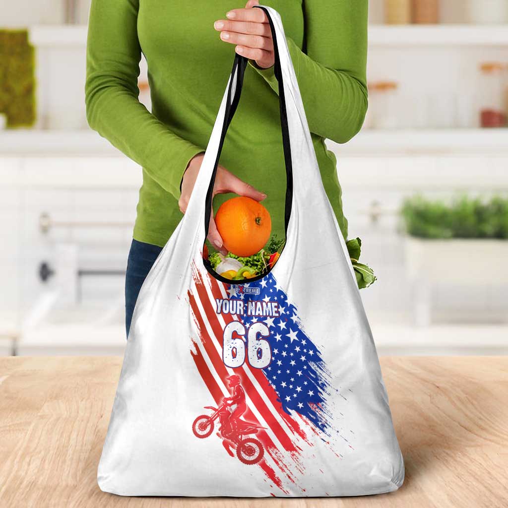Custom Patriotic Motocross Grocery Bag with American Flag - Wonder Print Shop