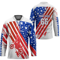 Custom Patriotic Motocross Hockey Jersey with American Flag - Wonder Print Shop