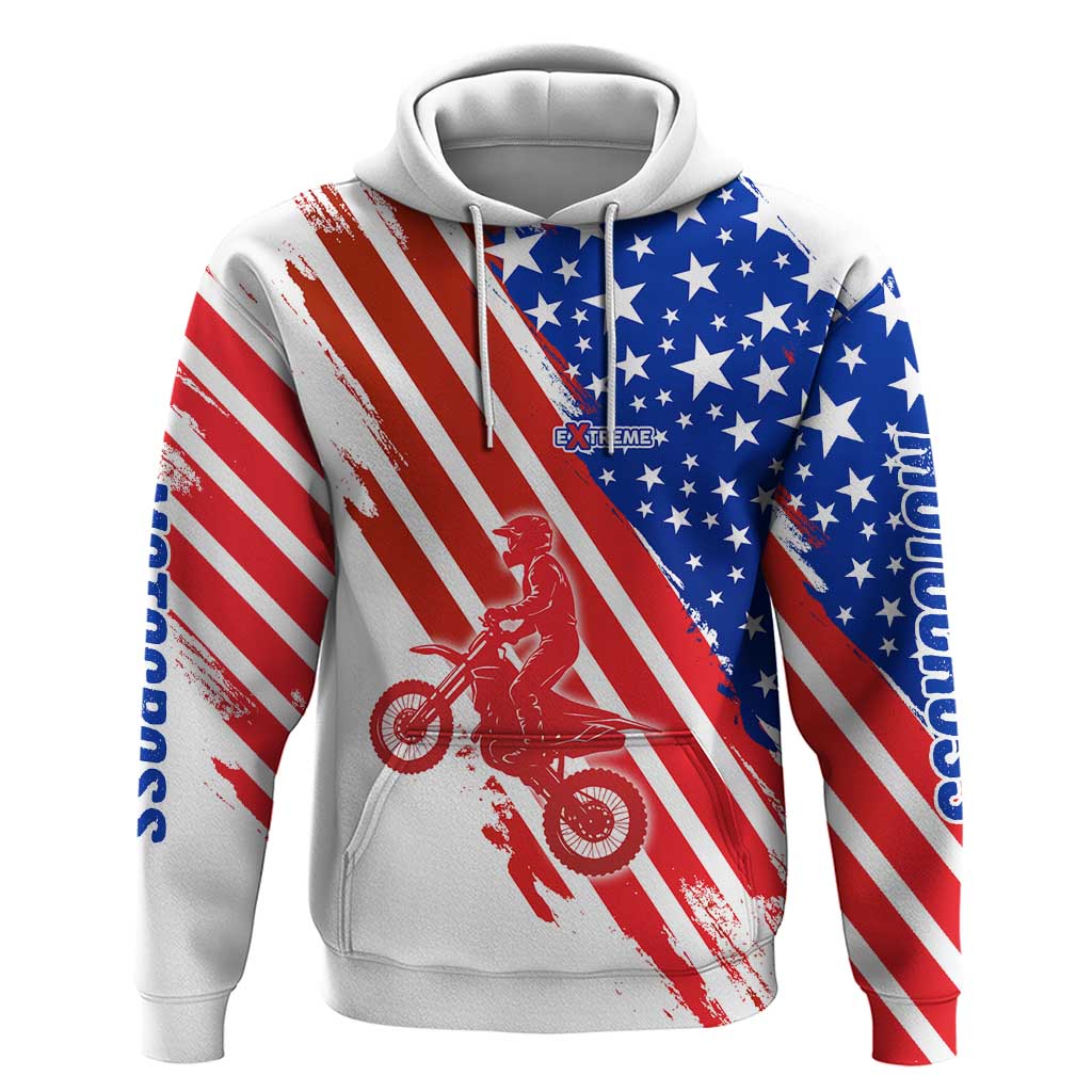 Custom Patriotic Motocross Hoodie with American Flag - Wonder Print Shop