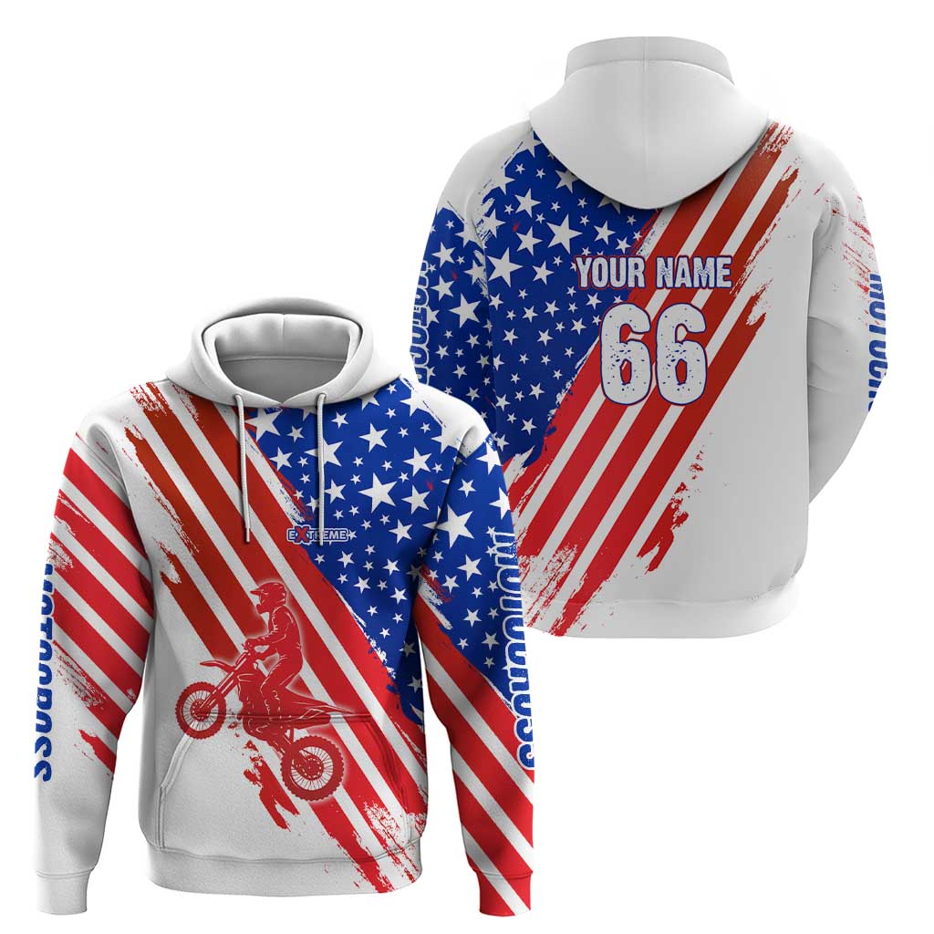 Custom Patriotic Motocross Hoodie with American Flag - Wonder Print Shop