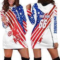 Custom Patriotic Motocross Hoodie Dress with American Flag - Wonder Print Shop