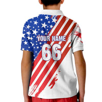 Custom Patriotic Motocross Kid Polo Shirt with American Flag - Wonder Print Shop
