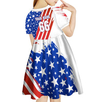 Custom Patriotic Motocross Kid Short Sleeve Dress with American Flag - Wonder Print Shop