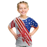 Custom Patriotic Motocross Kid T Shirt with American Flag - Wonder Print Shop