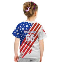 Custom Patriotic Motocross Kid T Shirt with American Flag - Wonder Print Shop