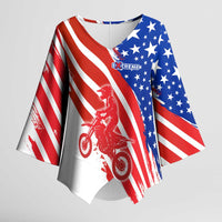 Custom Patriotic Motocross Kimono Sleeve Blouse with American Flag - Wonder Print Shop