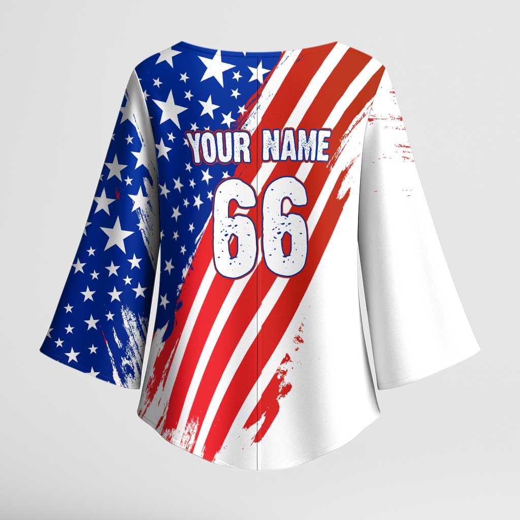 Custom Patriotic Motocross Kimono Sleeve Blouse with American Flag - Wonder Print Shop