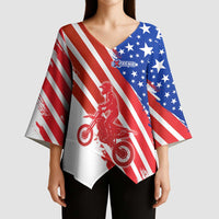 Custom Patriotic Motocross Kimono Sleeve Blouse with American Flag - Wonder Print Shop