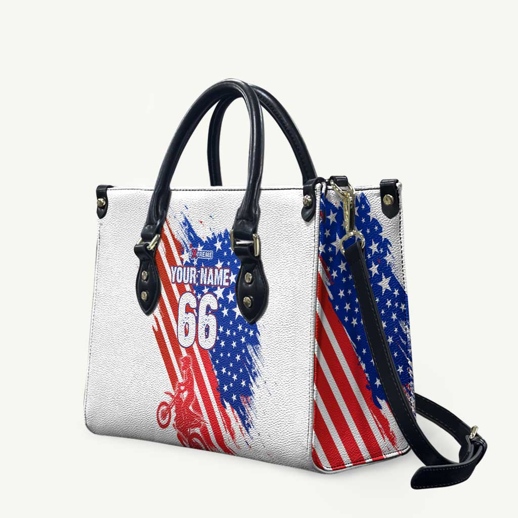 Custom Patriotic Motocross Leather Bag with American Flag - Wonder Print Shop