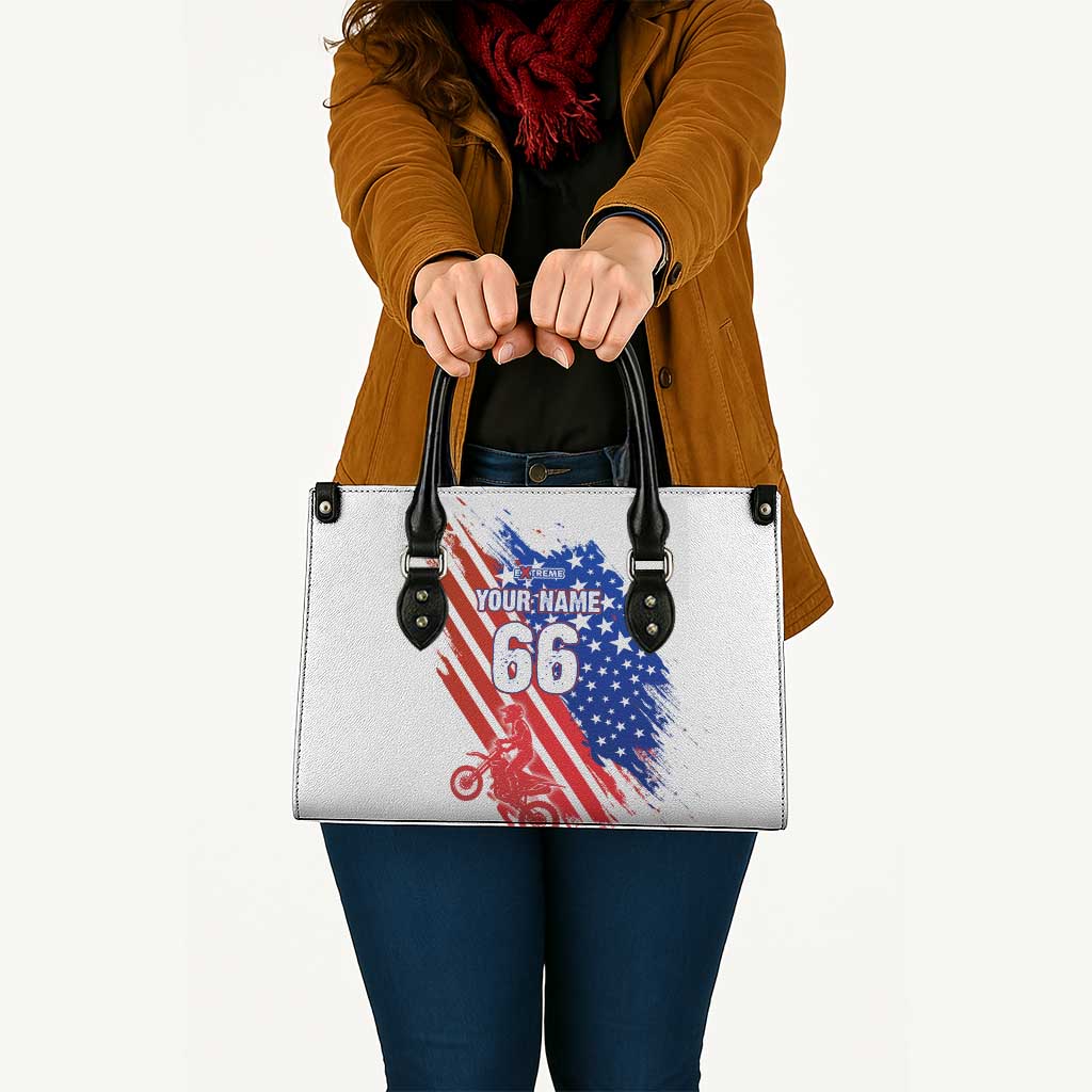 Custom Patriotic Motocross Leather Bag with American Flag - Wonder Print Shop
